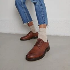 Derbies à Lacets En Cuir Cognac