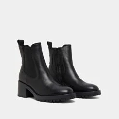 Bottines à Semelles Crantées En Cuir Grainé Noir -Xoxo Boutique 01W008918D.1694504779