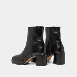 Bottines à Bouts Arrondis En Cuir Vieilli Noir -Xoxo Boutique 01W008926F.1694504812