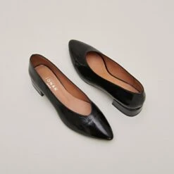 Ballerines à Talons Et Bouts Pointus En Cuir Brillant Noir -Xoxo Boutique 01W008927C.1694504814