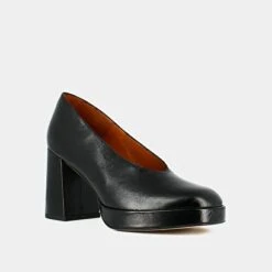 Escarpins à Bouts Carrés Et Plateformes... En Cuir Vieilli Noir -Xoxo Boutique 01W008928D.1694504818