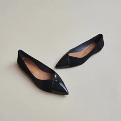 Ballerines Pointues En Cuir Brillant Et Velours Noir -Xoxo Boutique 01W008930C.1694504825