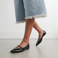 Ballerines Pointues à Brides En Cuir Brillant Noir -Xoxo Boutique 01W008931C.1694504829