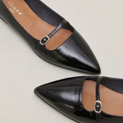 Ballerines Pointues à Brides En Cuir Brillant Noir -Xoxo Boutique 01W008931E.1694504830