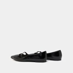 Ballerines Pointues à Brides En Cuir Brillant Noir -Xoxo Boutique 01W008931F.1694504831