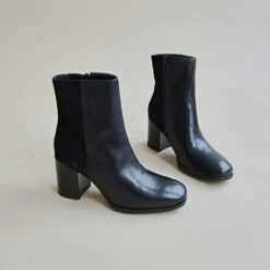 Bottines à Talons En Cuir Et Velours Noir -Xoxo Boutique 01W008934C.1694504840
