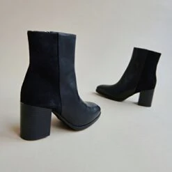 Bottines à Talons En Cuir Et Velours Noir -Xoxo Boutique 01W008934E.1694504841