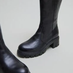 Bottes à Semelles Crantées En Cuir Noir -Xoxo Boutique 01W008936E.1694504849