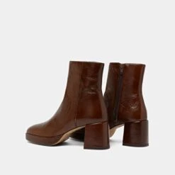 Bottines à Bouts Arrondis En Cuir Vieilli Marron -Xoxo Boutique 01W008974F.1698942837