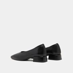 Ballerines à Petits Talons Et Bouts Arrondis En Cuir Noir -Xoxo Boutique 01W008988F.1694504984