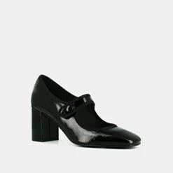 Babies à Talons Et Brides épaisses En Vernis Plissé Noir -Xoxo Boutique 01W009019D.1698942989