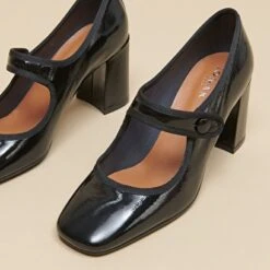 Babies à Talons Et Brides épaisses En Vernis Plissé Noir -Xoxo Boutique 01W009019E.1698942990