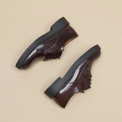 Derbies à Lacets En Cuir Glacé Bordeaux -Xoxo Boutique 01W009022E.1698942854