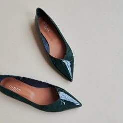 Ballerines à Bouts Pointus En Vernis Et Velours Verts -Xoxo Boutique 01W009024E.1694505043