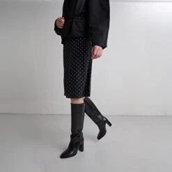 Bottes En Cuir Et Velours Noirs