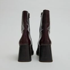 Bottines à Plateformes En Cuir Brillant Marron Foncé -Xoxo Boutique 01W009105E.1699024491