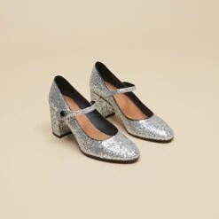 Babies à Talons En Glitter Et Vernis Argent Et Noir -Xoxo Boutique 01W009107C.1698942874