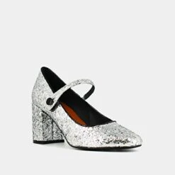 Babies à Talons En Glitter Et Vernis Argent Et Noir -Xoxo Boutique 01W009107D.1698942874