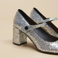 Babies à Talons En Glitter Et Vernis Argent Et Noir -Xoxo Boutique 01W009107E.1698942875