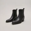 Boots à Talons Et Fronces En Cuir Noir -Xoxo Boutique 01W009112A.1698942953