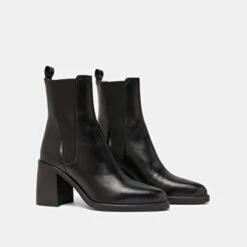 Boots à Talons Hauts Et élastiques En Cuir Noir 10 Boots à Talons Hauts Et élastiques En Cuir Noir -Xoxo Boutique 01W009114D.1696945029