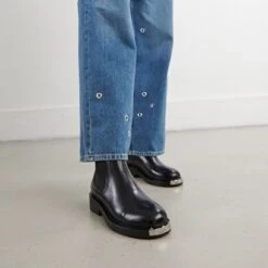 Boots à Fronces Et élastiques En Cuir Noir -Xoxo Boutique 01W009119C.1698942923