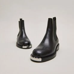 Boots à Fronces Et élastiques En Cuir Noir -Xoxo Boutique 01W009119E.1698942924