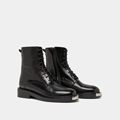 Bottines à Lacets En Cuir Noir 6 Bottines à Lacets En Cuir Noir – Image 4