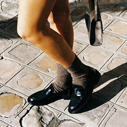 Mocassins College à Bouts Ronds - Jonak ... En Cuir Glacé Et Laine Noirs 3 Mocassins College à Bouts Ronds - Jonak ... En Cuir Glacé Et Laine Noirs