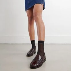 Mocassins à Bouts Ronds En Cuir Glacé Bordeaux