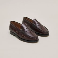 Mocassins à Bouts Ronds En Cuir Glacé Bordeaux -Xoxo Boutique 01W009138C.1698416596