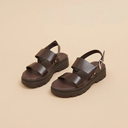 Sandales à Plateformes Et Lanières En Cuir Marron 5 Sandales à Plateformes Et Lanières En Cuir Marron – Image 3