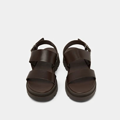 Sandales à Plateformes Et Lanières En Cuir Marron 9 Sandales à Plateformes Et Lanières En Cuir Marron – Image 7