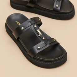 Sandales à Plateformes En Cuir Glacé Noir -Xoxo Boutique 01W009149C.1708617701