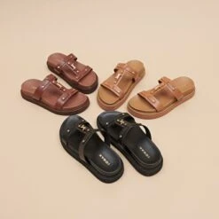 Sandales à Plateformes En Cuir Glacé Noir -Xoxo Boutique 01W009149G.1708617728