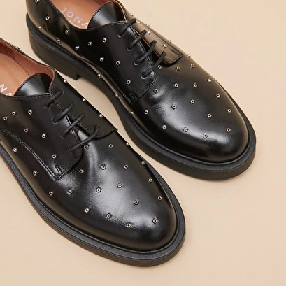 Derbies à Détails Argentés En Cuir Noir 7 Derbies à Détails Argentés En Cuir Noir – Image 5