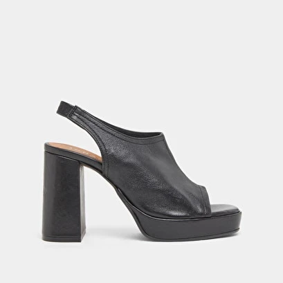 Sandales à Plateformes Et Hauts Talons En Cuir Noir 4 Sandales à Plateformes Et Hauts Talons En Cuir Noir – Image 2