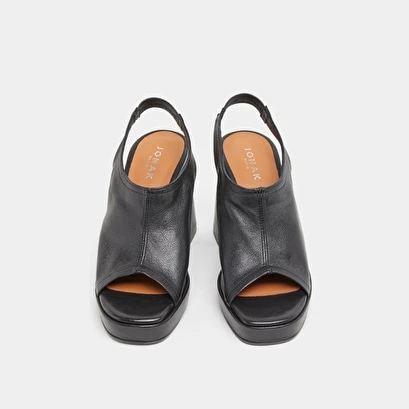 Sandales à Plateformes Et Hauts Talons En Cuir Noir 9 Sandales à Plateformes Et Hauts Talons En Cuir Noir – Image 7