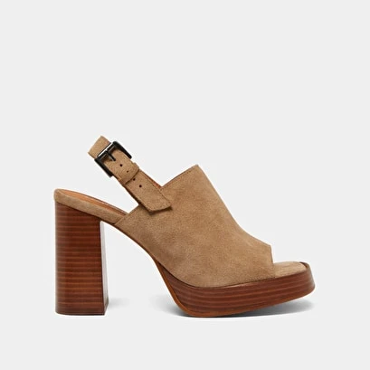 Sandales à Talons Hauts Et Boucles En Croute Taupe 4 Sandales à Talons Hauts Et Boucles En Croute Taupe – Image 2