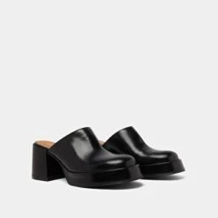 Mules à Plateformes Et Talons En Cuir Noir -Xoxo Boutique 01W009165D.1708517042