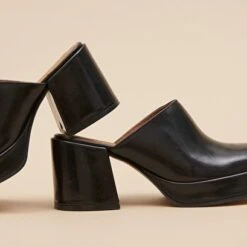 Mules à Plateformes Et Talons En Cuir Noir -Xoxo Boutique 01W009165E.1708517043