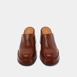 Mules à Plateformes Et Talons En Cuir Marron -Xoxo Boutique 01W009166G.1708618139