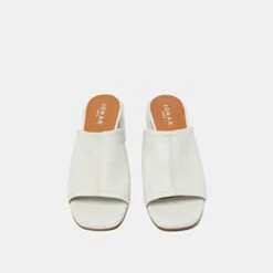 Mules à Talons Et Bouts Ouverts En Cuir Blanc -Xoxo Boutique 01W009173G.1708618273