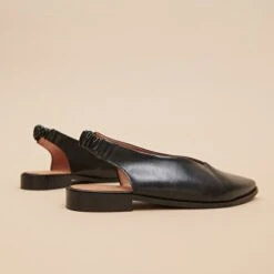 Ballerines à Bouts Arrières Ouverts En Cuir Noir -Xoxo Boutique 01W009186E.1708516806