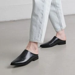 Mules à Bouts Pointus En Cuir Noir 11 Mules à Bouts Pointus En Cuir Noir -Xoxo Boutique 01W009190C.1708516840