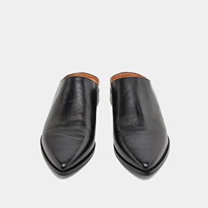 Mules à Bouts Pointus En Cuir Noir 9 Mules à Bouts Pointus En Cuir Noir – Image 7