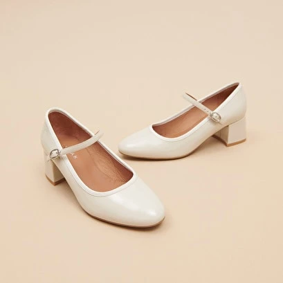 Babies à Talons En Vernis écru 5 Babies à Talons En Vernis écru – Image 3