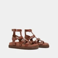 Sandales à Brides Et Semelles épaisses En Cuir Glacé Marron -Xoxo Boutique 01W009226D.1708517125