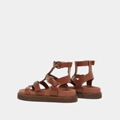 Sandales à Brides Et Semelles épaisses En Cuir Glacé Marron -Xoxo Boutique 01W009226F.1708517126