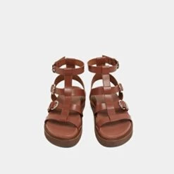 Sandales à Brides Et Semelles épaisses En Cuir Glacé Marron -Xoxo Boutique 01W009226G.1708517127